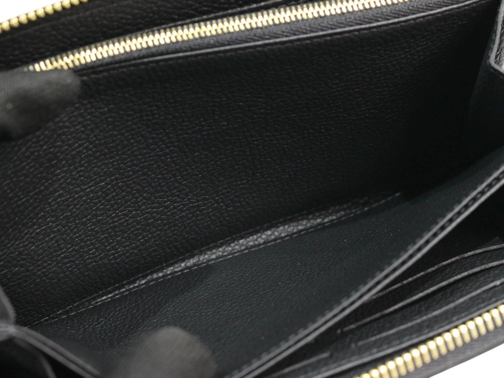 LOUIS VUITTON Zippy Wallet Monogram Empreinte Leather Black Long Round Zipper